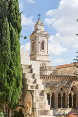 Fototapeta na wymiar Pater Noster church is located on Mount Eleon - Mount of Olives in East Jerusalem in Israel