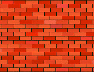 Red realistic cartoon flat style old brick wall texture pattern. Vector illustration image. Building wall background.