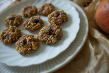 Food photography of raw food apple cinnamon cookies