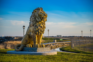 The lion carved by Thomas Nickerson at Clarks Harbour