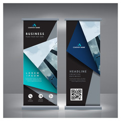 Roll up banner business design on background.Brochure template layout,cover design,annual report,leaflet,presentation background,display,flag-banner,layout in rectangle vinyl with Vector Illustration.