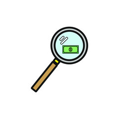 vector magnifying glass icon looking for money