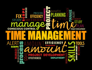 Time Management word cloud collage, business concept background