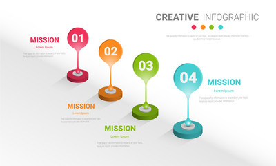 Timeline Infographics Template, Vector infographics timeline design template with 4 label, Vector. can be used for workflow layout, diagram, number step up options.