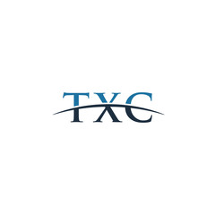 Initial letter TXC, overlapping movement swoosh horizon logo company design inspiration in blue and gray color vector