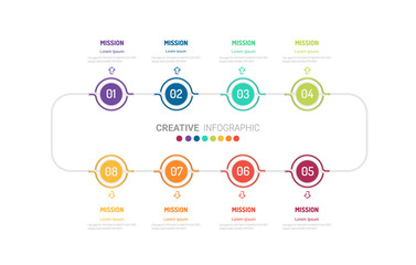 Template for cycle diagram, graph, presentation and round chart. Business concept with 8 equal options, parts, steps or processes. Startup layout for your project.