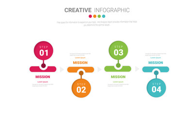 Naklejka premium Abstract infographics number options template with steps, with 4 label. Can be used for workflow layout, diagram, business step options, banner, web design. Vector eps 10.