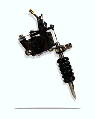 Low poly tattoo machine on white background. Polygonal vector illustration design.