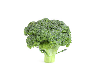 Fresh green raw broccoli on white background