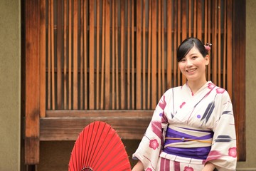 美しい日本人女性の浴衣姿