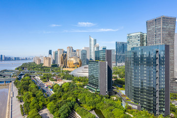 Obraz premium city skyline in hangzhou china