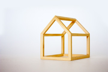 Miniature model of wood frame house