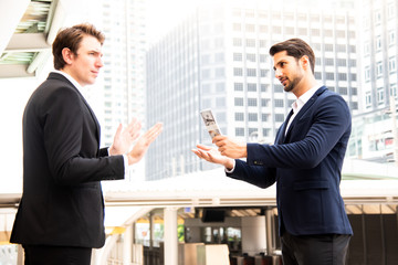 Business man refusing money offered corruption.He need to take for help businessman or company. concept corruption