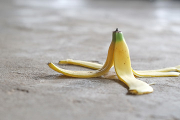 Banana peels on the cement floor may cause slipping.