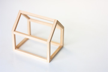 Miniature model of wood frame house