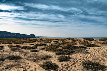 Nazaré Lighthouse at Atlantic ocean coast, Portugal.