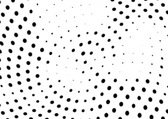 Abstract halftone wave dotted background. Halftone twisted grunge pattern, dot, circle.  Vector modern optical halftone pop art texture for poster, business card, cover, label mock-up, sticker layout