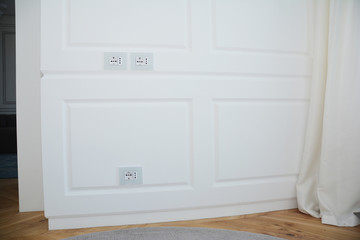 Luxury modern white wall with glass socket plug