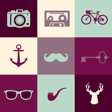 Set of Hipster icons
