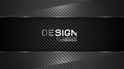 Vector design trendy and technology background concept. Glass frame border dimension by carbon fiber texture and copy space on dark background, Abstract futuristic technology template.