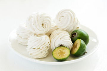 Marshmallow from apples and feijoa. Homemade sweetness. Selective focus