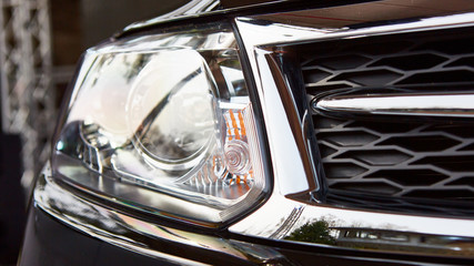 Car headlights. Exterior detail.