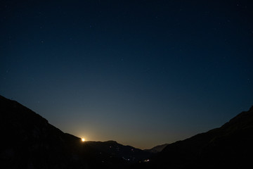 Fototapeta na wymiar Moon rise in the durmitor national park in Montenegro