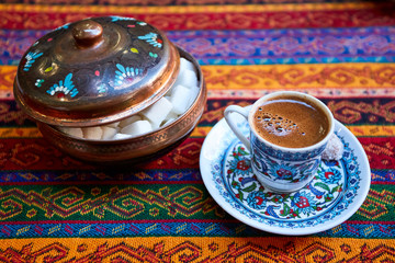 A cup of turkish coffee on the table