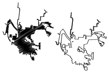Obraz premium Brownsville City (United States cities, United States of America, usa city) map vector illustration, scribble sketch City of Brownsville map