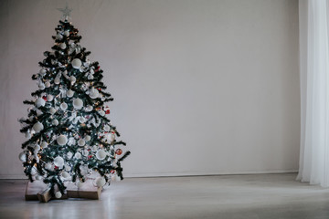 Christmas tree with ornaments on a white background Christmas new year