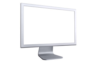 Computer display with blank white screen isolated on white background. - obrazy, fototapety, plakaty