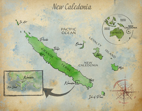Old Map of New Caledonia