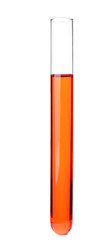 Test tube with color sample on white background