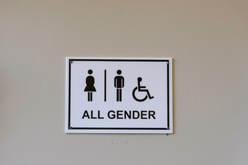 all gender toilet sign on a wall