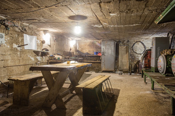 Underground gold ore mine tunnel miners waiting room