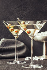Two glasses of martini cocktail