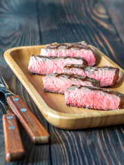 Slices of strip steak