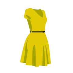 Dress yelow realistic vector illustration isolated