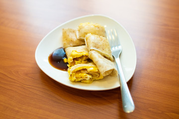taiwan  traditional breakfast of omelet food on a table
