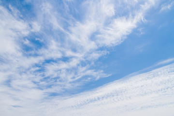 White fluffy clouds in the blue sky in summer