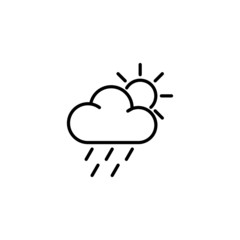 rainy cloud with sun line icon on white background