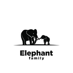 Elephant family black logo icon design vector illustration