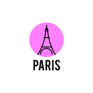 Illustration Eiffel tower logo vector building Italy simple design