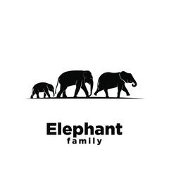 Elephant family black logo icon design vector illustration