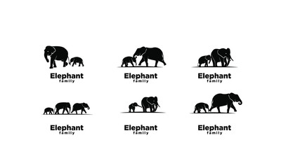 Set of Elephant family black logo icon design vector illustration © Alpha Factory Std