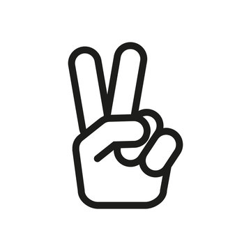Hand gesture sign of victory. Simple linear illustration