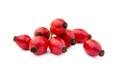 Ripe rose hip isolated on white background