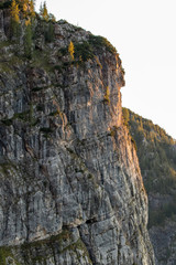 Sunlit rock in early morning