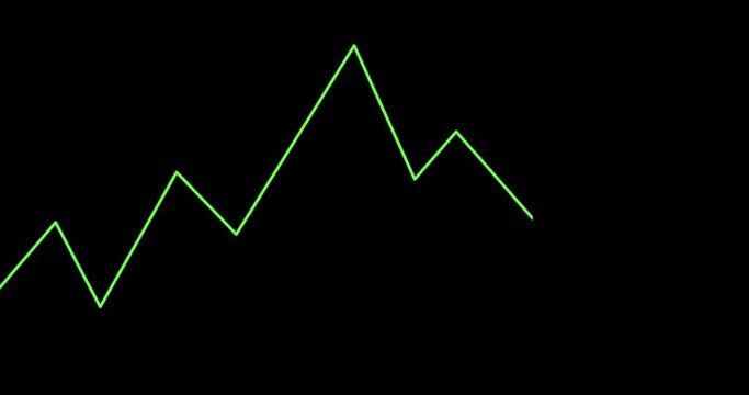 green neon light moving as graph on black background