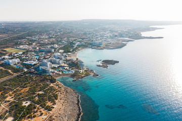 Aerial view of the beaches of Ayia Napa, Cyprus